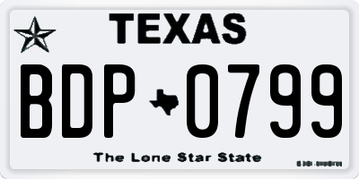 TX license plate BDP0799