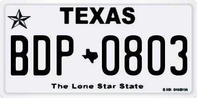 TX license plate BDP0803