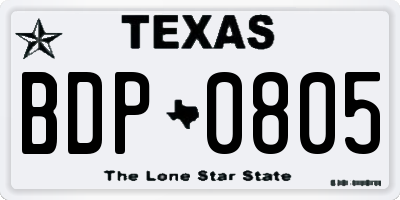 TX license plate BDP0805