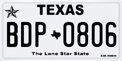 TX license plate BDP0806