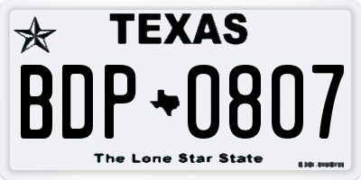 TX license plate BDP0807