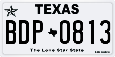 TX license plate BDP0813