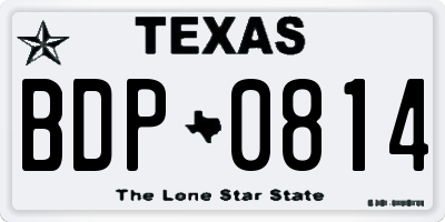 TX license plate BDP0814