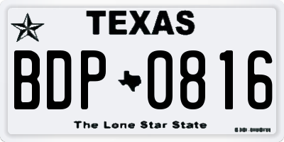 TX license plate BDP0816
