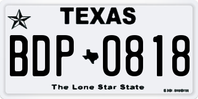 TX license plate BDP0818