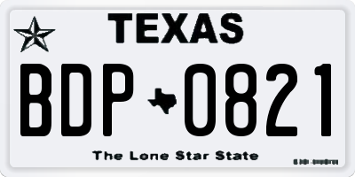 TX license plate BDP0821