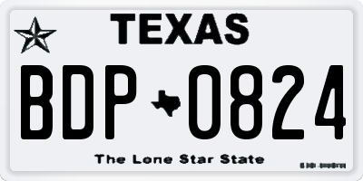 TX license plate BDP0824