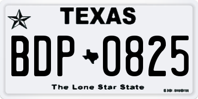 TX license plate BDP0825