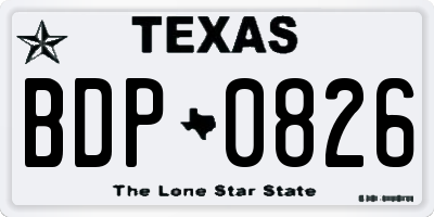 TX license plate BDP0826