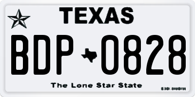 TX license plate BDP0828