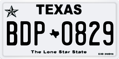 TX license plate BDP0829