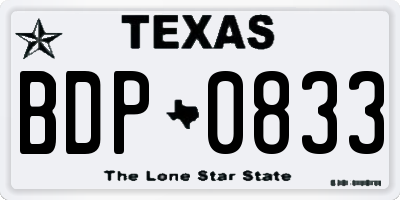 TX license plate BDP0833