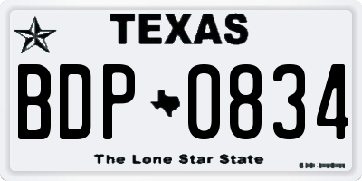 TX license plate BDP0834