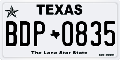 TX license plate BDP0835