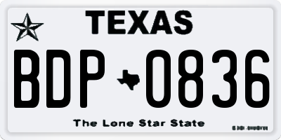 TX license plate BDP0836