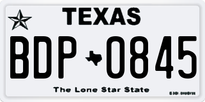 TX license plate BDP0845