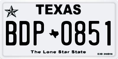 TX license plate BDP0851