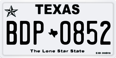 TX license plate BDP0852