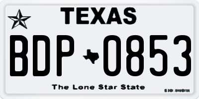 TX license plate BDP0853