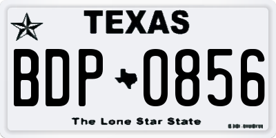 TX license plate BDP0856