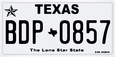 TX license plate BDP0857