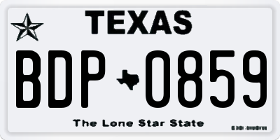 TX license plate BDP0859