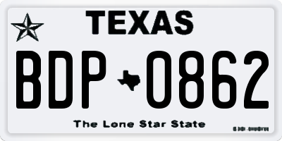 TX license plate BDP0862