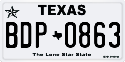 TX license plate BDP0863