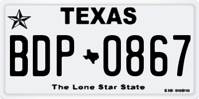 TX license plate BDP0867