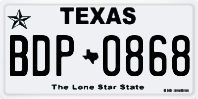 TX license plate BDP0868