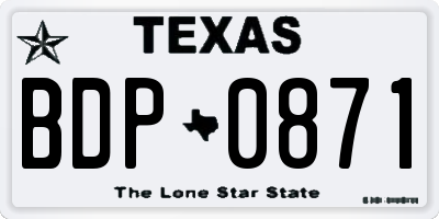 TX license plate BDP0871