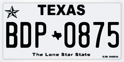 TX license plate BDP0875