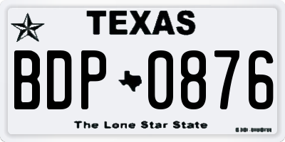 TX license plate BDP0876