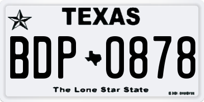 TX license plate BDP0878