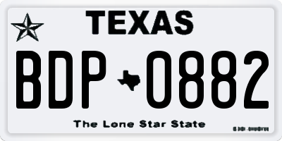 TX license plate BDP0882