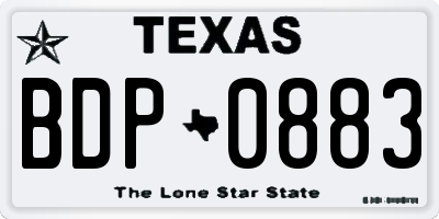 TX license plate BDP0883