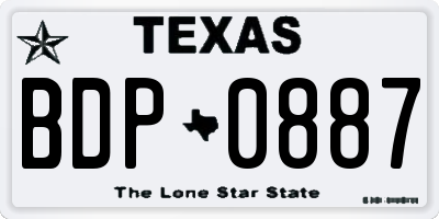 TX license plate BDP0887