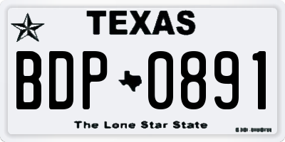TX license plate BDP0891
