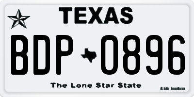 TX license plate BDP0896