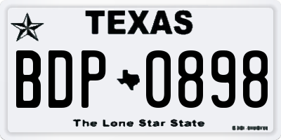 TX license plate BDP0898
