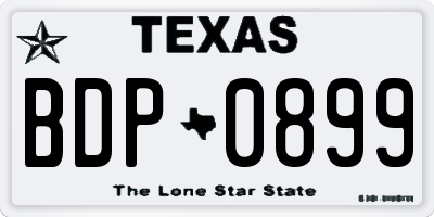 TX license plate BDP0899