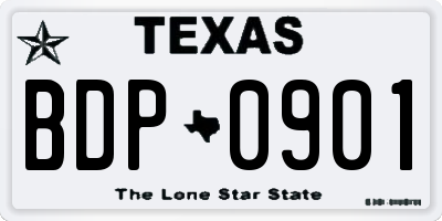 TX license plate BDP0901