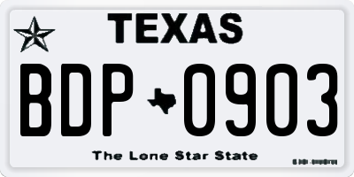 TX license plate BDP0903