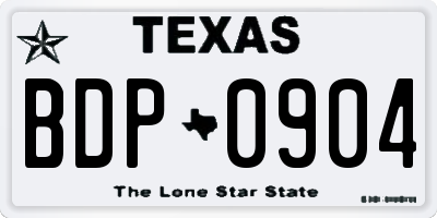 TX license plate BDP0904