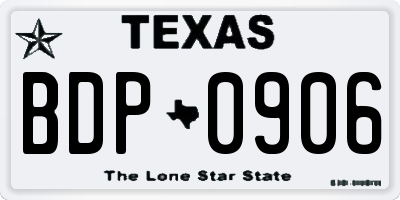 TX license plate BDP0906