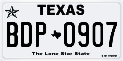 TX license plate BDP0907