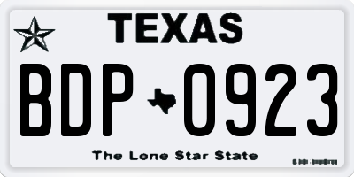 TX license plate BDP0923