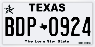 TX license plate BDP0924