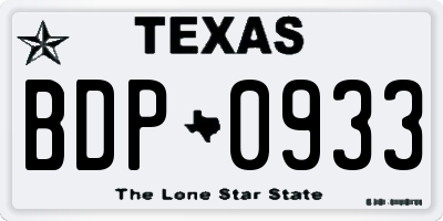 TX license plate BDP0933