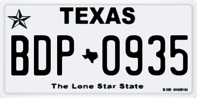 TX license plate BDP0935